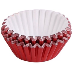 Miss Bakery’s House Muffinform Mini Muffinförmchen folienbeschichtet, (Rot 120-tlg), kleine Metallic-Papierbackförmchen für Mini-Cupcakes und Minimuffins rot