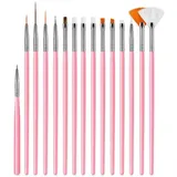 BinPhorm Fondant Kuchen Bürsten Set,15 PCS Rosa Kuchen Malerei Pinsel Zuckerkleber Backpinsel Werkzeug Lebensmittel Pinsel für DIY Dekorieren von Kuchen Keksen und Desserts