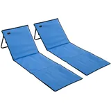 Outsunny Strandliege, Blau, Metall, 2-Sitzer, 51x40x142 cm, Gartenmöbel, Gartenliegen