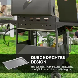 Outsunny Gasgrill Grillwagen 129,5 x 56 x 110 cm Schwarz