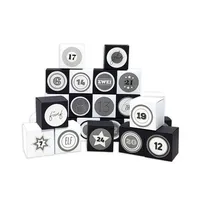 Frau WUNDERVoll® DIY Adventskalender Vorfreude zum Befüllen,Faltschachteln 12x schwarz12x weiß 7x7x7cm (gefaltet), XL Ziffern grau/Weihnachten, Aufkleber, Würfel...