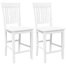 vidaXL Barhocker 2 Stk. Weiß Massivholz Gummibaum