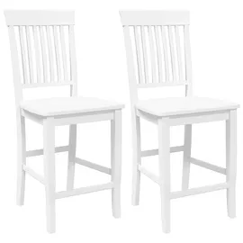vidaXL Barhocker 2 Stk. Weiß Massivholz Gummibaum