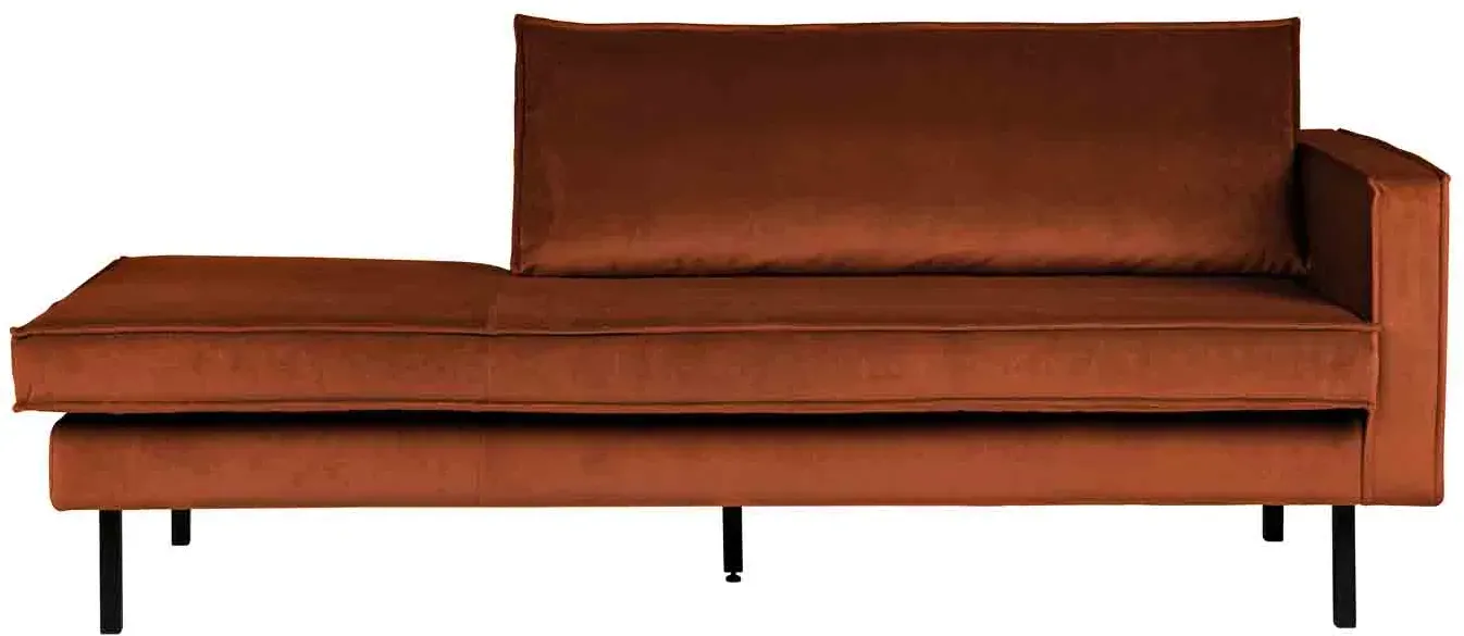 Daybed Recamiere Rodeo Samt, modern und gepolstert, rechts, Farbe Rost, elegantes Design