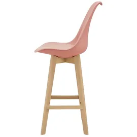 [en.casa] Barhocker 2er Set gepolstert Buche-Gestell Rosé