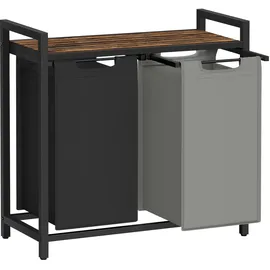 VASAGLE Wäschekorb 2 Fächer, Wäschekorb mit Ablage, 73 x 33 x 72 cm,