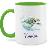 Tasse Tassen 325ml - Zootiere - Schildkröte Panzertier - 325 ml - Hellgrün - schildkröten und turtles kaffee haferl personalisierte +name schildkrötenliebhaber kakaotasse name kinder