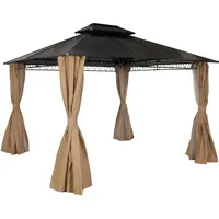 Mendler Hardtop Pergola HWC-M81, Pavillon, Aluminium Dachstreben 7cm-Stahlgestell mit