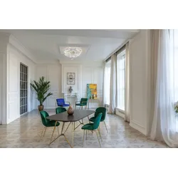 Runde moderne Deckenleuchte NIckel, zahlreiche echte Kristalle in verschiedenen Größen, 3-flammig, exkl. E14 60W, 220V-240V