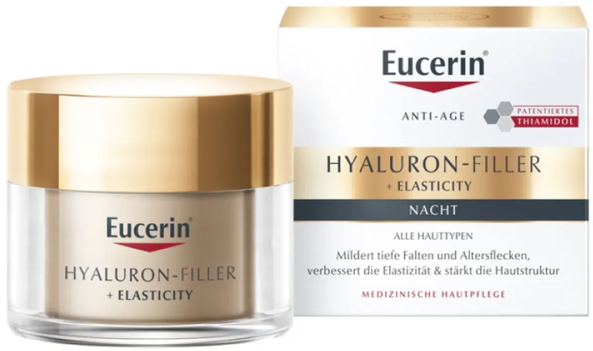 Eucerin Hyaluron-Filler + Elasticity Nachtpflege – Anti Aging Gesichtscreme für glattere Haut – Antifaltencreme gegen Altersflecken