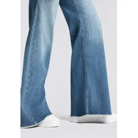 Herrlicher 5-Pocket-Jeans "Edna Kama Denim Light", Damen, Gr. 29, Länge 30, navy blau, Denim/Jeans, Obermaterial: 98% Baumwolle, 2% Elasthan, ausgestellt lang, Jeans 5-Pocket-Jeans, Flared Fit, extra Weite