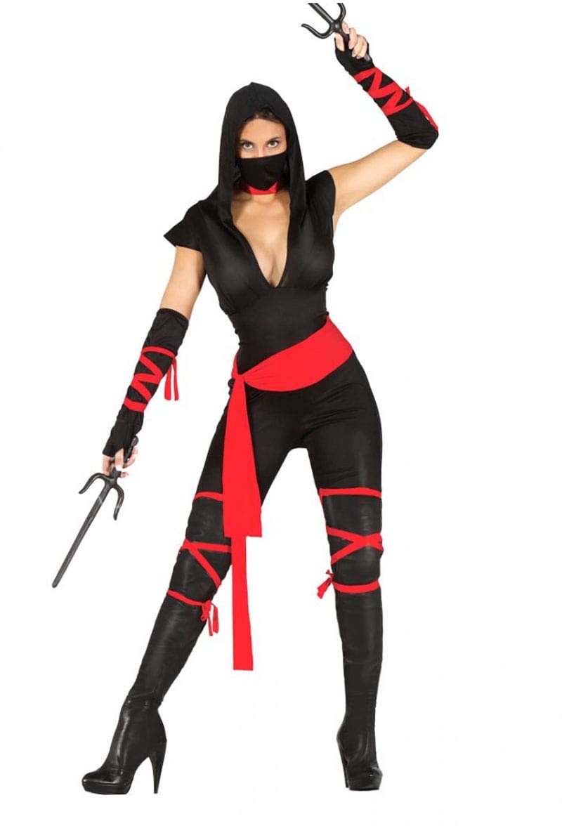 Horror-Shop Action Girl Ninja Kostüm für Damen M