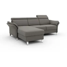 sit&more Ecksofa SIT & MORE "Vincenzo L-Form", grau (hellgrau), B:252cm H:84cm T:165cm, Sofas, Ecksofa, inklusive Kopfteilverstellung, wahlweise mit Bettfunktion, Bettkasten