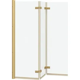 vidaXL Elijah Duschwand rechts 130 x 138 cm Gold transparent