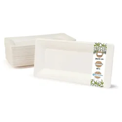 BIOZOYG 50 Stück Einwegteller rechteckig 26x13cm Bio Geschirr Zuckerrohr Teller stabil biologisch abbaubar kompostierbar Bagasse Einwegteller