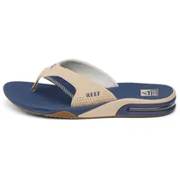 REEF Fanning Herren Flaschenöffner, Flip-Flop, Fußgewölbeunterstützung, strapazierfähige Außensohle, wasserfreundlich, Hellbraun/Marineblau/Hellbraun, 12 - 45 EU