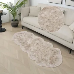 Hochflor-Teppich »Kalua, verschiedene Formen«, rechteckig, 60 mm Höhe, Kunstfell, weich, Uni-Farben, Wohnzimmer, Schlafzimmer, Esszimmer, 82329921-3 taupe 60 mm