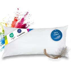 wometo Federkissen Kissen 100% Federn 40x80 - 600g OEKO-TEX Füllkissen Bezug Baumwolle weiß / Innenkissen / Füllkissen / Kissenfüllung / kleine Sofaki
