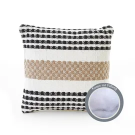 Andiamo Kissen Malena D380 Schwarz-Weiß-Beige 40 cm x 40 cm
