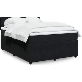 vidaXL Boxspringbett mit Matratze Schwarz 140x200 cm Samt