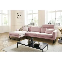 KAWOLA Sofa RICARDA Ecksofa Cord rosa Recamiere links