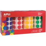 Apli Kids Runde Farbaufkleber 4 Rollen 20 mm Gelb/Blau/Rot/Grün