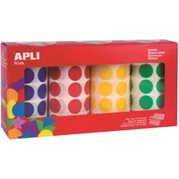 Apli Kids Runde Farbaufkleber 4 Rollen 20 mm Gelb/Blau/Rot/Grün