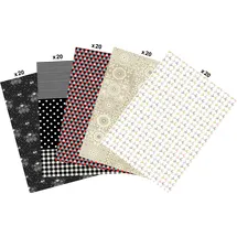 Décopatch Großpackung mit 100 Blatt -Papier 30x40cm schwarz weiß & silber MP013C