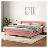 Lattenrost mit Matratze, Rosa, 180 x 200 cm, Samt, Plattform, mit Lattenhalter, einfache Montage, für Schlafzimmer, Erwachsene