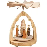 Richard Glaesser Weihnachtspyramide Wärmespiel Heilige Drei Könige natur, Höhe 11cm, Handwerkskunst original Erzgebirge
