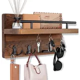 Dekorativer Wandschlüsselhalter Mit 5 Haken, Wandschlüsselablage Mit Briefschlitzen, Briefablage Aus Holz Mit Ablage, Flur, Büro - Crezuo