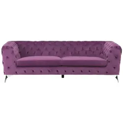 Sofa SOTRA Samtstoff Purpur 3-Sitzer