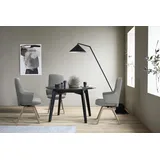 Polsterstuhl STRESSLESS "Laurel", grau (wild dove batick, eiche natur), B:58cm H:105cm T:60cm, Leder BATICK: BATICK ist ein leicht korrigiertes, durchgefärbtes und genarbtes Möbelleder, bei dem die meisten Unebenheiten und Spuren in der Regel entfernt wurden., Stühle, Polsterstuhl, High Back mit Armlehne, Größe L, mit schräggestellten Beinen in Eiche