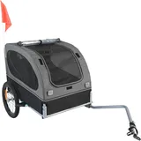 Vevor Hundeanhänger 40 kg Fahrradanhänger Kohlenstoffstahl + 600D Oxford-Gewebe + PP faltbar 1440 x 720 x 779 mm als Anhänger Gefaltete Größe 760 x 560 x 195 mm Hundebuggy Jogger Anhänger Schwarz&Grau