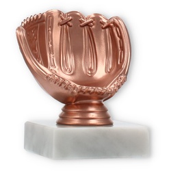 Pokal Kunststofffigur Baseballhandschuh bronze auf weißem Marmorsockel 9,8cm