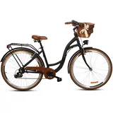 Goetze Mood Alu Rahmen Damenfahrrad Retro Vintage Holland Citybike, 28 Zoll Räder, 7 Gang Schaltwerk, Tiefeinstieger, Korb mit Polsterung Gratis!