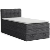 Deine Möbel 24 Boxspringbett, Anthrazit, Textil, H3 + H4, 90x200 cm, Schlafzimmer, Betten, Boxspringbetten