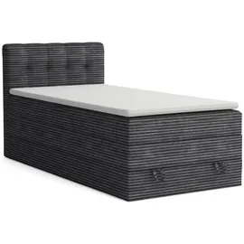 Deine Möbel 24 Boxspringbett, Anthrazit, Textil, H3 + H4, 90x200 cm, Schlafzimmer, Betten, Boxspringbetten