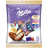 Milka Bonbons Mix 1 x 130g I Weihnachtsschokolade Einzelpackung I Adventskalender Schokolade I Süßigkeiten zu Weihnachten aus 100% Alpenmilch Schokolade