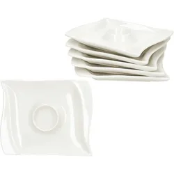 6x Ivory Eierbecher mit Ablage Porzellan 6 Personen Brunch Buffet elfenbeinweiß