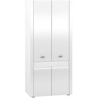 Stylefy Stauraumschrank Aren I Weiß Matt Weiß Hochglanz (Kleiderschrank, Mehrzweckschrank) Design weiß