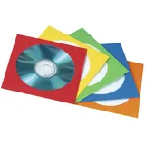 Hama CD Hüllen Papier, 100 Stück (DVD Papierhüllen, für einzelne CDs, transparentes Sichtfenster, mit Einstecklasche) bunt