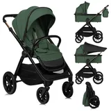 lionelo Layla 2in1 Babywanne und Buggy bis 22n kg, Babywanne bis 9 kg, 360° Schwenkbare PU-Räder, XXL Verdeck - Grün - Grün