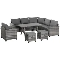 Outsunny Gartenmöbelset verzinkter Stahl/PE-Rattan/Polyester Grau
