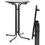 Wiltec Toboli klappbarer Bistrotisch in Schwarz Ø70cm runder Stehtisch Indoor/Outdoor Klapptisch 110cm hoch