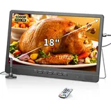 DESOBRY 18-Zoll Kleiner Fernseher mit Antenne, Tragbarer Fernseher mit Freeview DVB/T2 Tuner, HD 1080P Mini TV LCD Monitor, Eingebauter 180° Verstellbarer Ständer, Unterstützt USB/HDMI/AV Eingänge