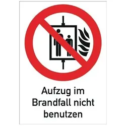 Folie Aufzug i.Brandfall nicht benutzen 185x131mm rot/weiß