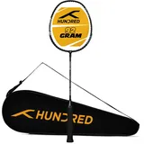 Hundred Powertek 200 PRO Badminton Racquet with Head Cover| | Material: Aluminium | For Intermediate Players | Weight: 95 grams | Maximum String Tension - 18-20lbs, Schwarz