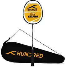 Hundred Powertek 200 PRO Badminton Racquet with Head Cover| | Material: Aluminium | For Intermediate Players | Weight: 95 grams | Maximum String Tension - 18-20lbs, Schwarz