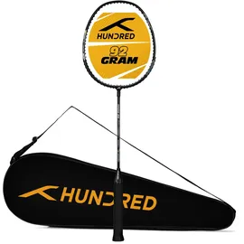 Hundred Powertek 200 PRO Badminton Racquet with Head Cover| | Material: Aluminium | For Intermediate Players | Weight: 95 grams | Maximum String Tension - 18-20lbs, Schwarz